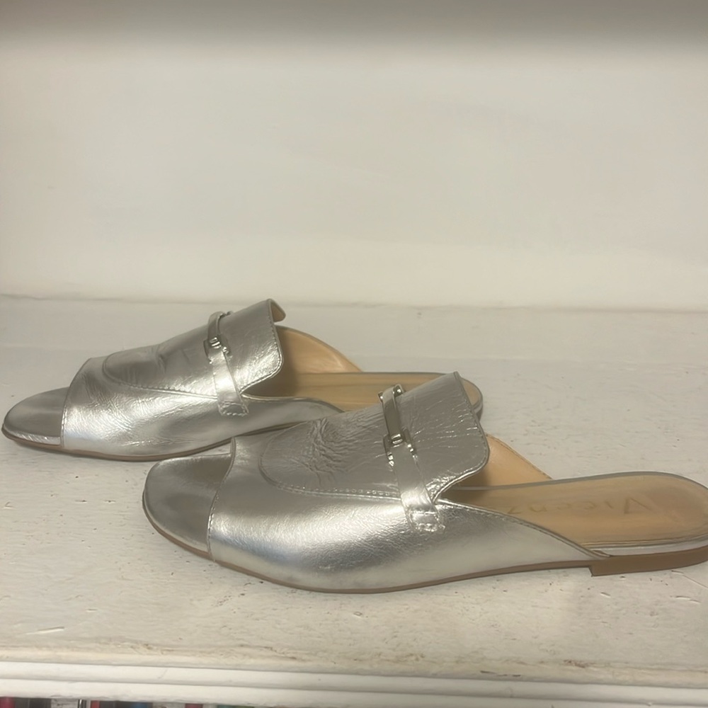 Brazilian silver slip on shoes